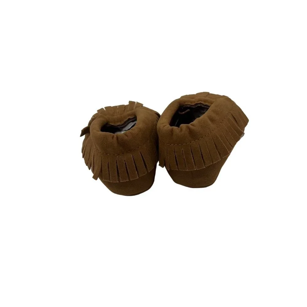 Infant Shoes Size 2 Brown Fringe 3-12 months Unbranded Faux Leather NEW